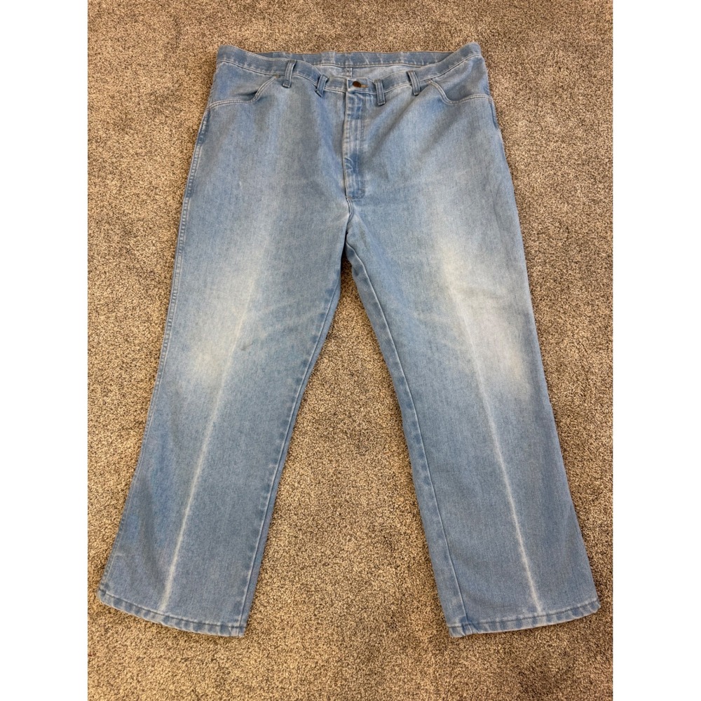 Wrangler Rugged Wear Light Wash Straight Leg Jeans Mens 46x30 Blue W395-010